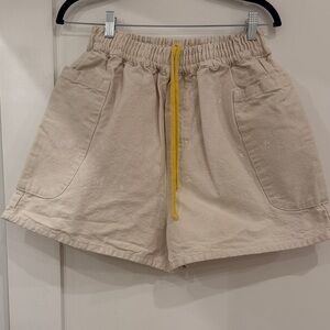 Meals Cream Canvas Drawstring Shorts with Pockets